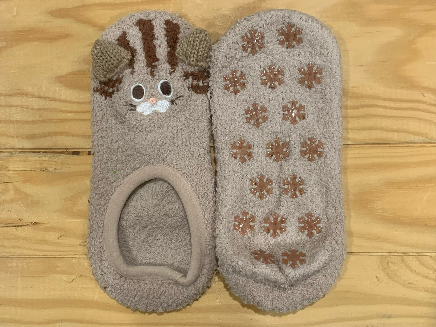 Brown Cat Slipper Socks in a Box