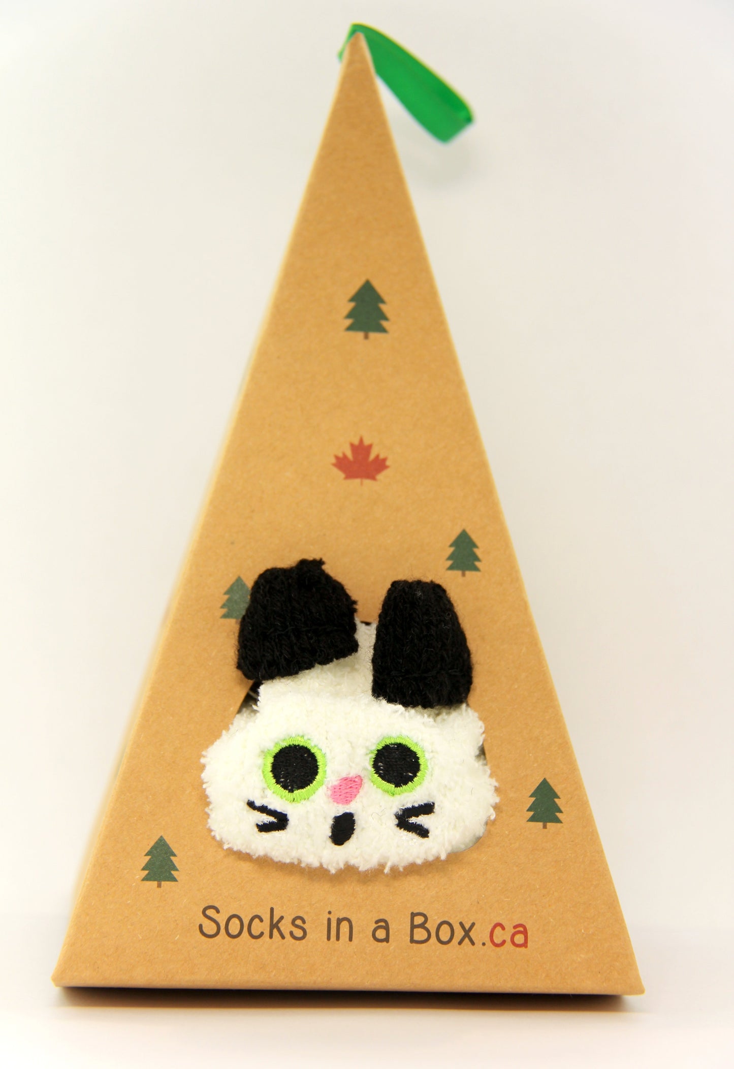 White Kitty Cat with paws Socks in a Box