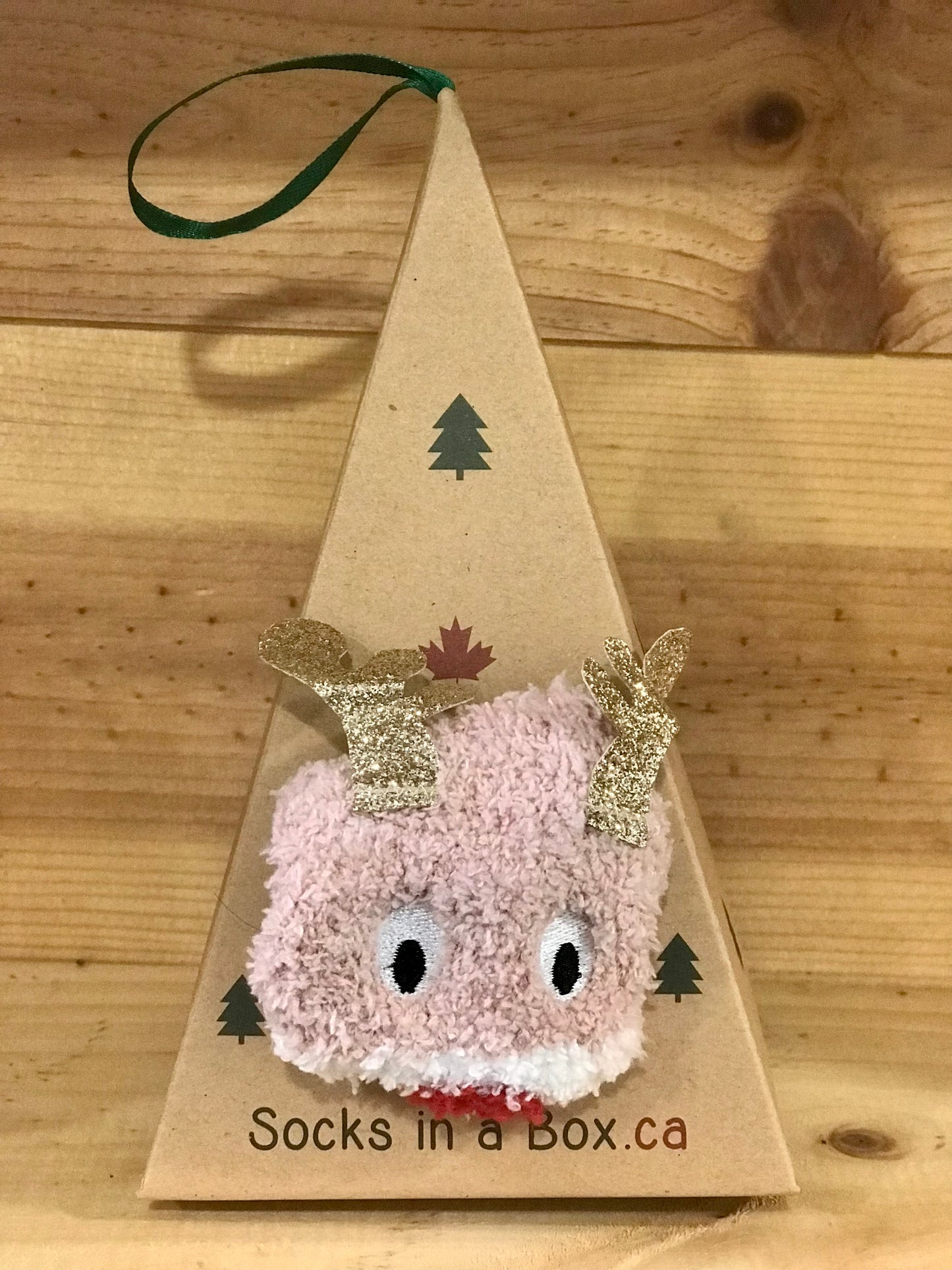 Reindeer with Scarf Christmas Socks in a Box