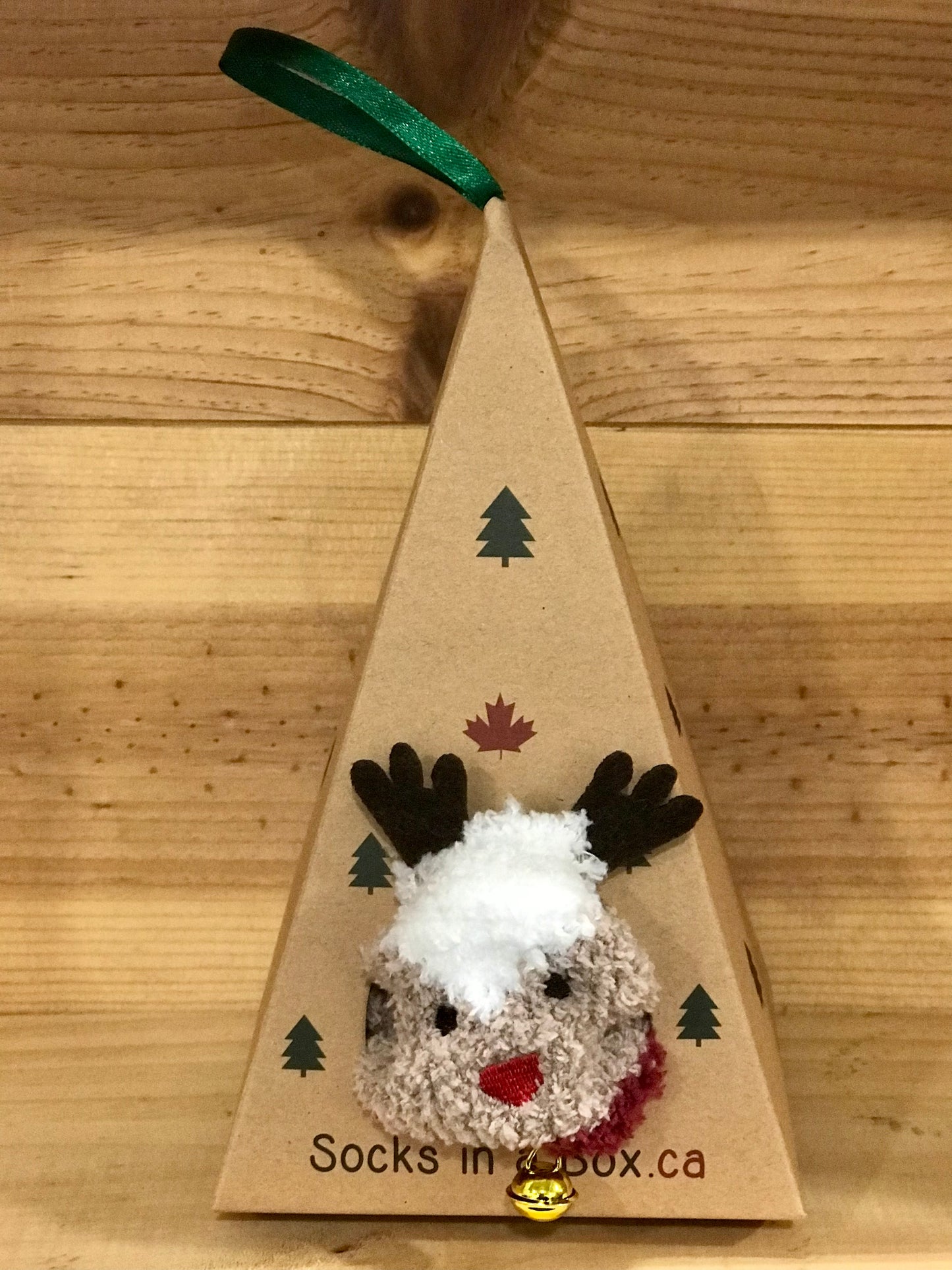 Reindeer with Bell Christmas Socks in a Box